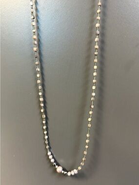 Silpada 925 Sterling Silver Hematite Glass Gray Pearls 34” Necklace